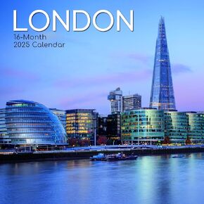 The Gifted Stationary 2025 Square Wall Calendar, London, 16-Month Scenic Britain Theme Hanging Calendar with 180 Reminder Stickers, Month Planner for Home, or Creative Spaces, 12x12 In