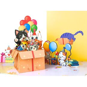 Cat Birthday Cards, Pop Up Funny Birthday Card, Pop Up Cards for Women, Men, Kids, Gift for Cat Lovers Themed, 3D Greeting Card