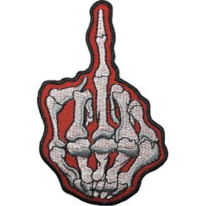 Middle Finger Skeleton Bone Biker Motorcycles Rider Punk Chopper Rock DIY Applique Embroidered Badge Sewing Iron on Patch by Ranger Return (MID-FING-RED)