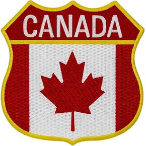 EmbTao Canada Shield Flag Patch Embroidered Canadian National Badge Biker Applique Iron On Sew On Emblem