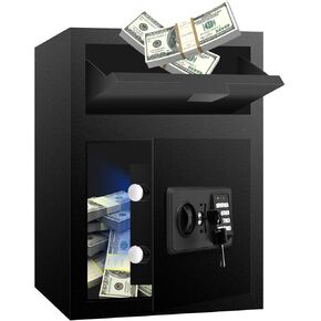 1.7 Cub Fireproof Deposit Safe Box with Drop Slot for Business, Depository Safety Box with Combination Lock -Perfect for Cash, Money, Mail, Keys, Gun, Wall Floor Mountable