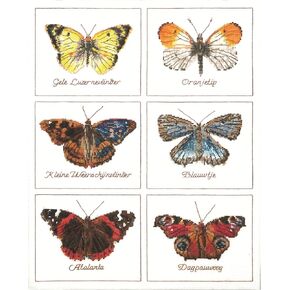 Thea Gouverneur - Counted Cross Stitch Kit - Butterflies - Aida - 16 Count - Embroidery Kit for Adults - DMC Embroidery Threads and Other Cross Stitch Supplies Included - 2037A