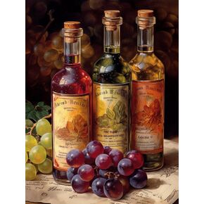 Generic Vintage Wine Fruit(3) 5D Adult Diamond Art,DIY Diamond Art Painting Kit for Decor Canvas 11.7x15.7inch/30x40cm, Onesize