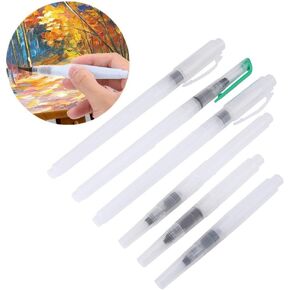 Refillable Water Brush Pen, 3Pcs/6Pcs Ink and Paint Art Pens Plus Fill Tool Watercolor Painting Calligraphy Art Crafts Set (6 Pcs Water Brush Pen)