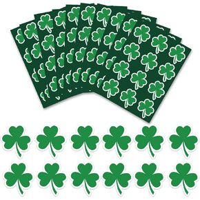 10 Sheets Shamrock Sticker, 120Pcs St. Patrick's Day Clover Label Stickers, Self-Adhesive Gift Stickers for Cards, Envelopes, Gifts, Wrapping & Decoration