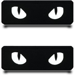 2 Pcs Cat Eyes IR Reflective Flag Patch Emblem Funny Embroidered Fastener Hook & Loop Applique Tactical Military Patches for Backpacks,Jacket,Vest,Bags,Clothes,Jeans,Caps,Hats
