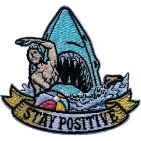 Stay Positive Patch, Size 3" Sew On Patches, Funny Meme Embroidery Fabric Patches for Clothes Jeans Backpack Hat, Applique Patches, Embroidery Iron On Patches for Clothes, Inspiration Gifts