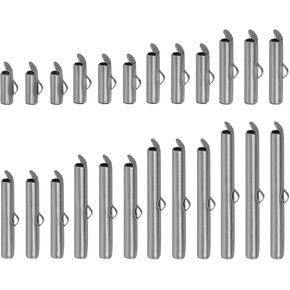 uxcell 160Pcs Slide on End Clasps, 10/13/16/20/25/30/35/40mm Tube Ball Bead Slider Crimp Ends for Multi-Strand DIY Craft Making, Gold Tone