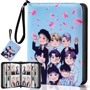Korean Pop SKZOO Stray Kids Trading PhotoCard Binder Albums Storage 400 - Cute Cartoon Photocard Holder Book with Sleeves, Christmas Gifts for Children, Photo Protect - Lomo Card (Pink)