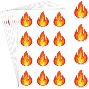 Fulmoon 300 Pcs Fire Vinyl Stickers Waterproof Fire Flame Stickers Flame Labels Decals for Adult Scrapbooking Decoration Art Craft Supplies, 1.18 x 0.91 Inches Each Piece