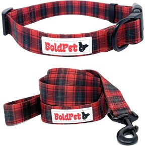 Dog Collar and Leash Set - Durable Polyester-Plaid Dog Collars and Leashes -Puppy Collar and Leash-Dog Collar and Leash Sets for Medium Dogs- Dog Collar and Leash Set for Large Dogs