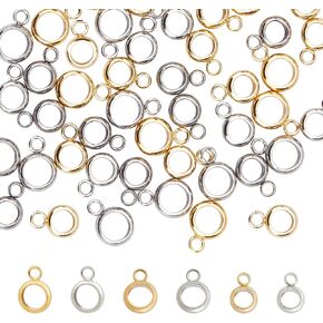 SUNNYCLUE 1 Box 100Pcs Bails Beads Bulk Clasp Bail Bead Charms Connector Tibetan Style Tube Bails Hanger European Alloy Loop Loose Spacer Large Hole Beads for Jewelry Making Bracelet Necklace Craft