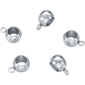LiQunSweet 10 Pcs 304 Stainless Steel Heart Shaped Beads Charm Large Hole Loose Beads Spacer Bulk Fit for DIY Handmade European Bracelet Necklace Jewelry Making DIY Findings - 10x11mm