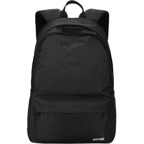 HOMIEE Large Backpack for College Work Travel, Lightweight Daypack Water-Resistant Unisex Bookbag, Sport Rucksack Fits 17.3 Inch Computer, Black