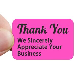 SmartSign Pack of 500 Thank You We Sincerely Appreciate Your Business Labels in Dispenser Box | 1" x 1.5" Fluorescent Paper Stickers, Made in USA