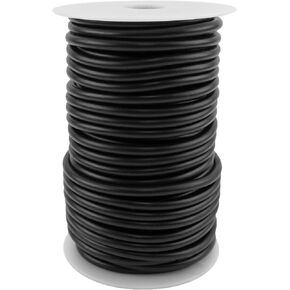 CleverDelights Black Solid Rubber Cord - 10 Feet - 5mm (3/16") Round - Crafts Beading Jewelry Necklaces