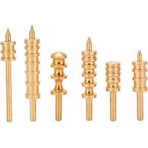 6Pcs Leather Burnisher Bits, Premium Brass Leather Slicker Burnishing Tool, Edge Trimming Burnisher Creaser Head for Leather DIY & Edge Beautify (2/3/4/5/6 Arc Grooves)