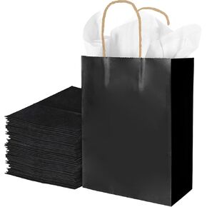 Nihuecne 24 Pack Kraft Paper Gift Wits With Tissue Paper ، وأكياس الهدايا الصغيرة بشكل كبير مع مقابض لعيد الميلاد ، والذكرى السنوية ، والعطلات والمزيد (5.9 × 3.1 × 8.3 بوصة) (أبيض)