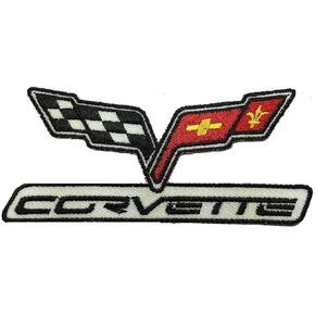 Corvette Racing Flags Sports Cars Embroidered Iron on Sew on 4 inch Patch