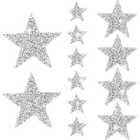 12Pcs Star Iron on Patches,Star Patches,Star Patches Iron on,Iron on Star Patches,Star Rhinestones,Black Iron on Stars,Iron on Rhinestones for Clothing,Rhinestone Applique,Sequin Star Patches