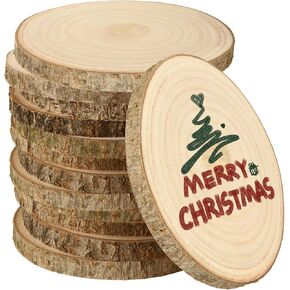 12 Pack Wood Slices for Crafts 7-8 Inches Wood Slices for Centerpieces, Nature Unfinished Round Wooden Discs for DIY Crafts, Wedding Decoration, Coasters, Christmas Ornaments