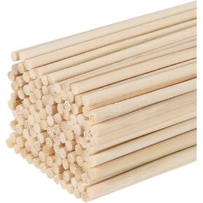 MECCANIXITY Wooden Dowel Rods,30cm/12 Round Dowel Rod Wood Sticks,3mm/0.12" Bamboo Stick for Arts Crafts, Photo Booth Props, DIY Building Model,100 Pack