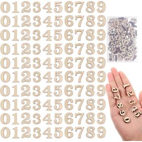 100pcs أعداد الخشب غير المكتملة ، وأرقام خشبية 0.59 بوصة للحرف اليدوية DIY ، والأرقام الخشبية الطبيعية للسكان ، والديكور المنزلي ، والمشاريع التعليمية