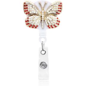DOHIA Butterfly Beadge Beends Bling Diamond Nurse Padge Beender مع مقطع التمساح الدوار للمعلمين الطلاب المتطوعين ST3-HDZJJ (Pink)