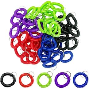 30Pcs Wrist Coil Keychain Spiral Wrist Coil Key Chain,Key Chains for Wristlets Coil Key Chains for Wrist, Wrist Band Key Ring Chain for Office, Workshop, Shopping Mall, Sauna Spiral Keychain Wristlet