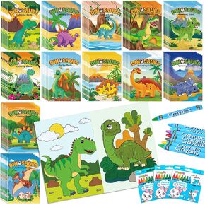 Fulmoon 144 Pcs Dinosaur Coloring Book with Crayons for Kids Mini Dinosaur Coloring Books Bulk for Toddler Ages 3-10 Dinosaur Birthday Party Favors Goodie Bag Gift Stuffer Classroom Activity Supplies