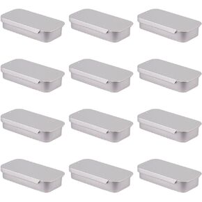 12pcs Mini Metal Tin Box Slide Tin Container Empty Storage Organizer Tins Rectangular Tinplate Slide Storage Box for DIY Candles Dry Storage Spices Tea Candy Party Favors