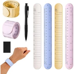 4pcs Wrist Notepad, 9.37x1.18x0.1in Erasable Wearable to Do List Reminder Bracelet Silicone Reusable Notes Memo Wristband with Pen Eraser Slap Ruler for Students Nurses Daily Planner (Color 2)