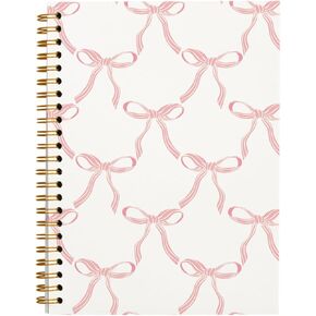 Coquette Preppy Pink Bow Notebook Journal, Coquette Stuff Planner, Pink Journaling Notebooks for Women Girls, Coquette School Supplies, College Ruled Spiral Notebook 5.5 x 8.3