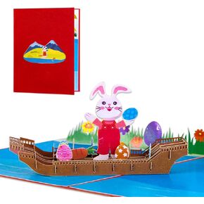 WhatSign Easter Pop Up Cards 3D Pop Up Easter Cards for Kids Easter Eggs Bunny Baskets Pop Up Cards Happy Easter Greeting Cards for Kids Children Daughter Son Spring Easter Gift Cards with Envelopes