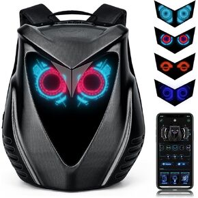 Led Backpack with Programmable Screen, App Control DIY Owl Eyes Laptop Backpack/Travel Backpack/Motorcycle Back Pack Gifts for Men
