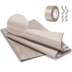 Faraday Fabric Grade Fabric100CM*110CM Nickel Copper Faraday Cloth, Conductive Material Cover for WiFi, Cell, Bluetooth, RFID, EMP Protection with Faraday Tape
