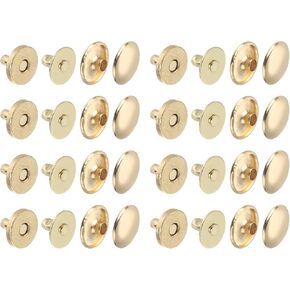 uxcell 16 Sets Magnetic Snaps Button, 14x2mm/0.55"x0.08" Metal Round Magnetic Clasps Button Fabric Base Components and Cap Kit for Clothes Bag Leather DIY Purse Wallet, Gold