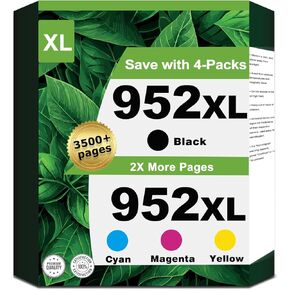 952XL Ink Cartridges Combo Pack Compatible for HP 8710 7740 Printer for HP 952 XL Black Color for HP952 OfficeJet Pro 8720 8725 8210 8715 8702 8740 7720 8730 8216 4 Pack Black Cyan Magenta Yellow