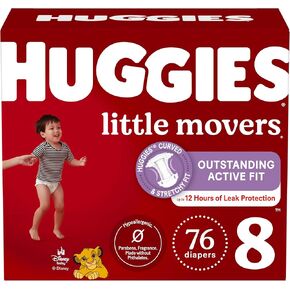 Huggies Size 8 Diapers, Little Movers Baby Diapers, Size 8 (46+ lbs), 76 Count, Packaging May Vary in Kuwait