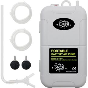 Aquarium Air Pump,Aeration Up to 6 Gallons,Including 2 air Stones,2 Airline tubings,Bubble Aerator for Fish Tank, Fishing Bucket etc.
