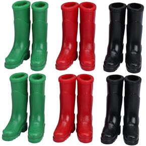 BESTonZON 6 Pairs Mini Doll Shoes, Simulated Boots Miniature Rain Boots Miniture Decoration Doll Boots Tiny Shoes Model Dollhouse Santa Boots Doll Rain Boots Shoes Plastic Doll House