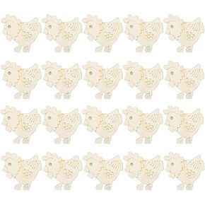 20 Pcs Wooden Ornaments Chicken Shape Wooden Crafts Creative Wooden Hanging Pendants for Party Ornaments Hand Painted