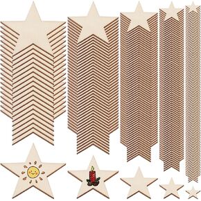 Woakpe 200Pcs Unfinished Wood Slice for Crafts, Assorted Shape Small Wood Cutout Slice Sign Tag DIY Unfinished Wooden Ornaments Embellishments for Perfect for DIY Crafts, Reception Decor, Home Decor