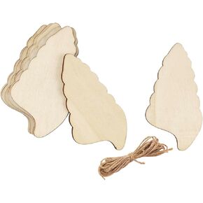 30 Pack 4 Inch Wood Conch Shell Crafts Unfinished Wood Conch Shell Cutouts Wooden Conch Shell Hanging Ornaments DIY Conch Shell Craft Gift Tags for Home Party Decoration Craft Project