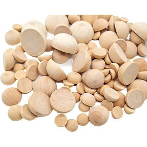 100 Pcs Half Wood Balls Natural Wooden Balls Unfinished Round Ball Wooden Loose Beads for Garland, Home Decor, DIY Crafts (20mm)