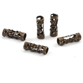100pcs Filigree Tube Loose Beads 8mm x 4mm Spacer (Large Hole 3mm) Antique Bronze Plated Brass for DIY Craft Jewelry Making CF214-B