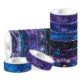 12 pcs Starry Sky Washi Tape مجموعة Starry Sky Galaxy Washi Tapes Space SPACE MORED SKING TAPE STARTE