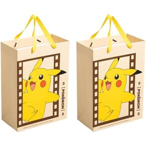 Pikachu 2Count Large Gift Bags for Birthday, Christmas, 14.1 x 10.2 x 5.5inches (Yellow1)