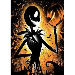 HONGJIE 5D DIY Diamond Art Painting Kit, Halloween Jack Skeleton 16X20 inches Round Full Drill Crystal Rhinestone Embroidery Cross Stitch Arts Craft for Home Wall Decor Gift.