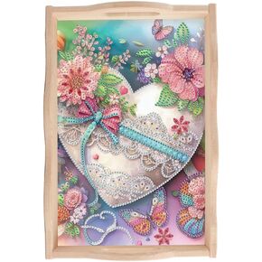 JISHSHAY Envelope Diamond Art Kits for Adults Serving Tray Diamond Painting Kits Tea Trays Adult Craft Kit Coffee Table Tray DIY Kits for Adults Breakfast Tray Craft Kits for Adults Wood Tray 20×30cm